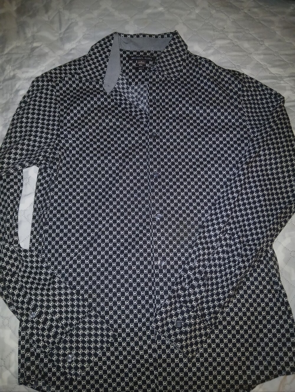 Michael Kors Black Geometric Button-Up Shirt